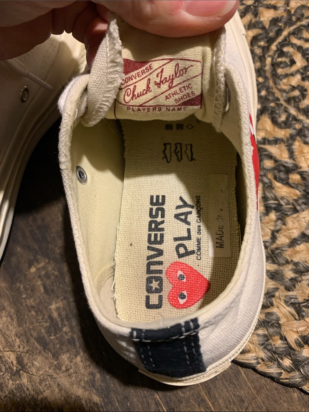 Comme des Garcons PLAY x Converse Canvas Sneakers w Heart men’s Sz 5 / womens 7 - Picture 8 of 16